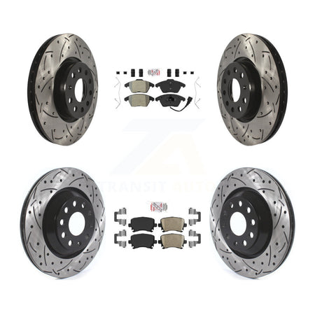 Front Semi-Metallic Rear Ceramic Pad Drill Slot Brake Rotors Kit For Volkswagen Passat CC KDA-101041