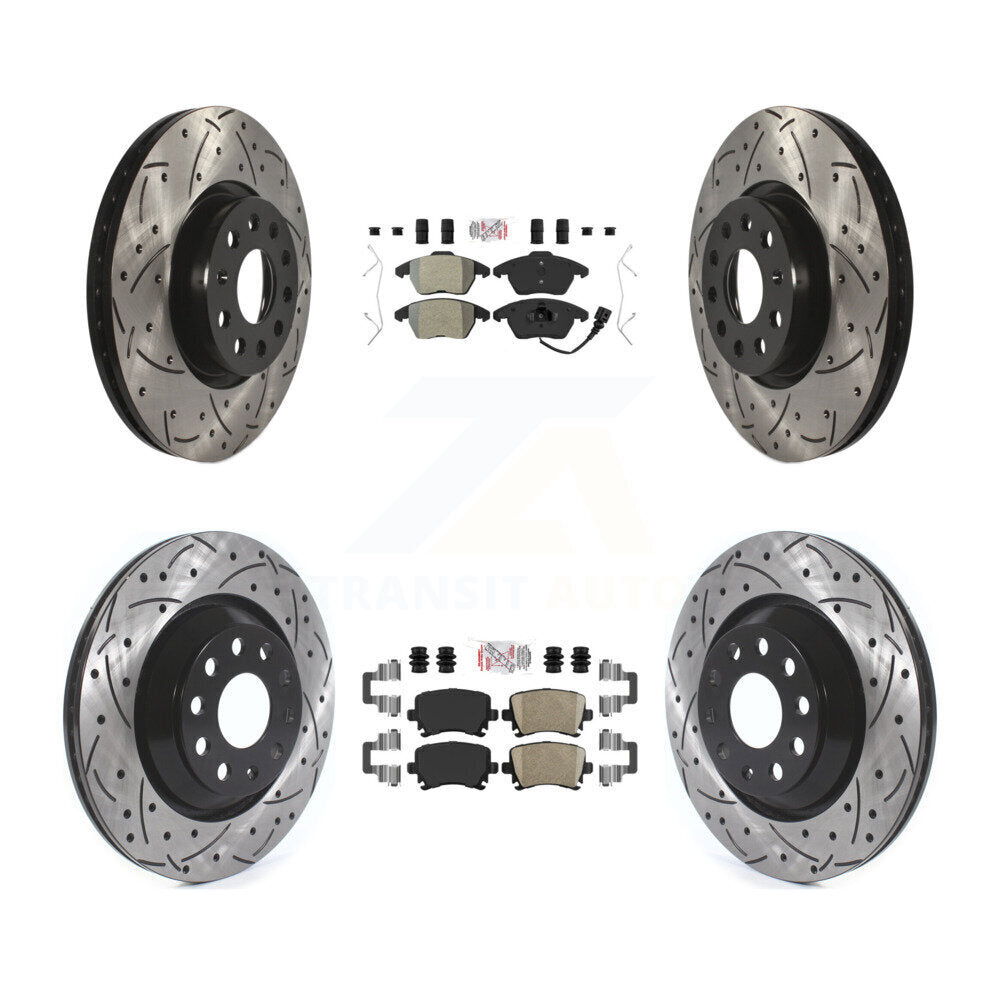 Front Semi-Metallic Rear Ceramic Pad Drill Slot Brake Rotors Kit For Volkswagen Passat CC KDA-101042