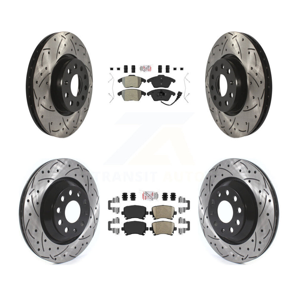 Front Semi-Metallic Rear Ceramic Pad Drill Slot Brake Rotors Kit For Volkswagen Passat CC KDA-101042