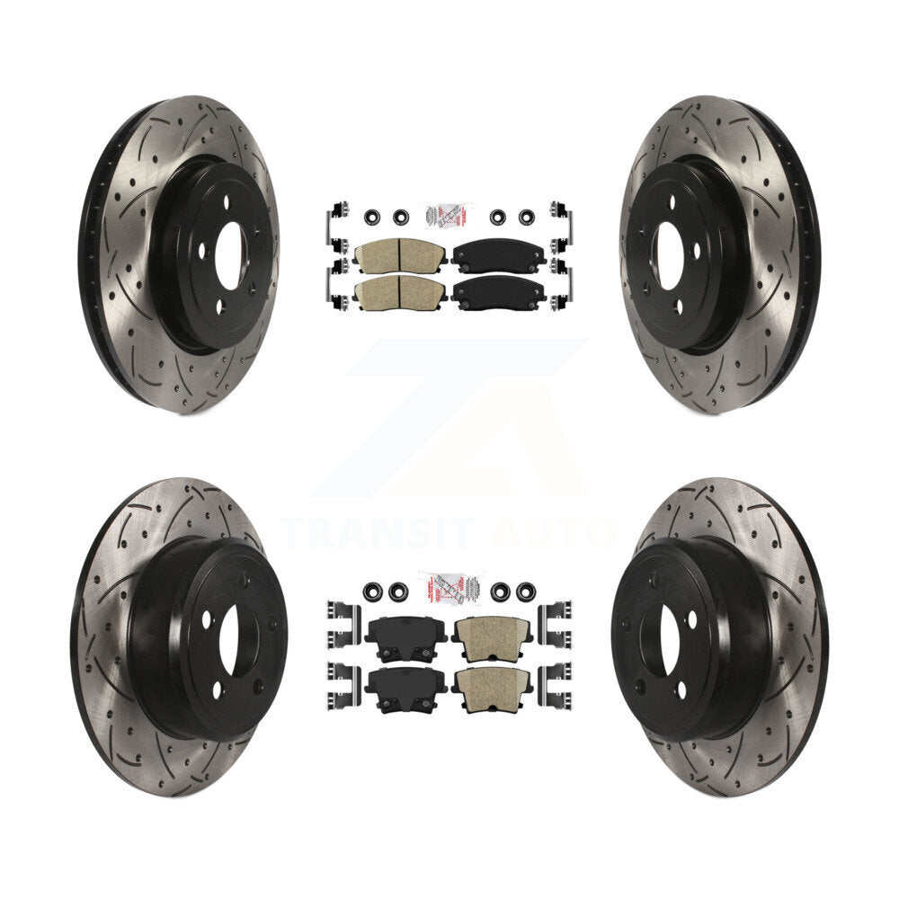 Front Rear Ceramic Pad Drilled Slot Brake Rotor Kit For 15-18 Dodge Charger RWD with 3.6L KDA-101058