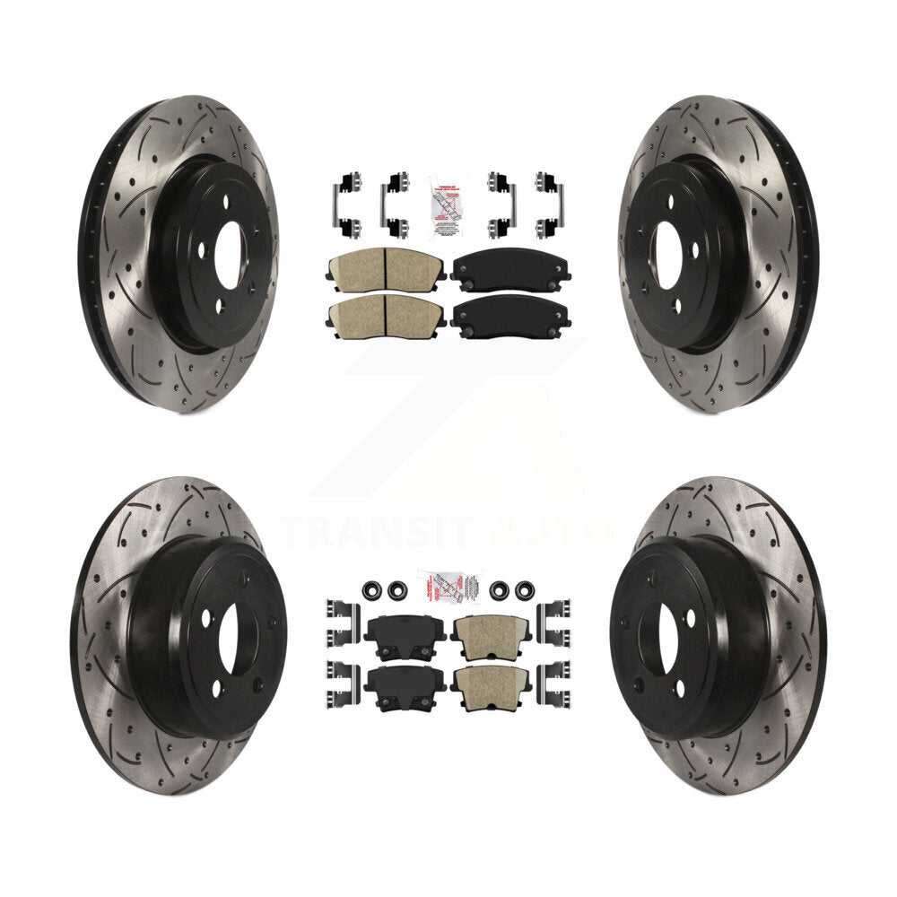 Front Rear Ceramic Pad Drilled Slot Brake Rotor Kit For 15-18 Dodge Charger RWD with 3.6L KDA-101062