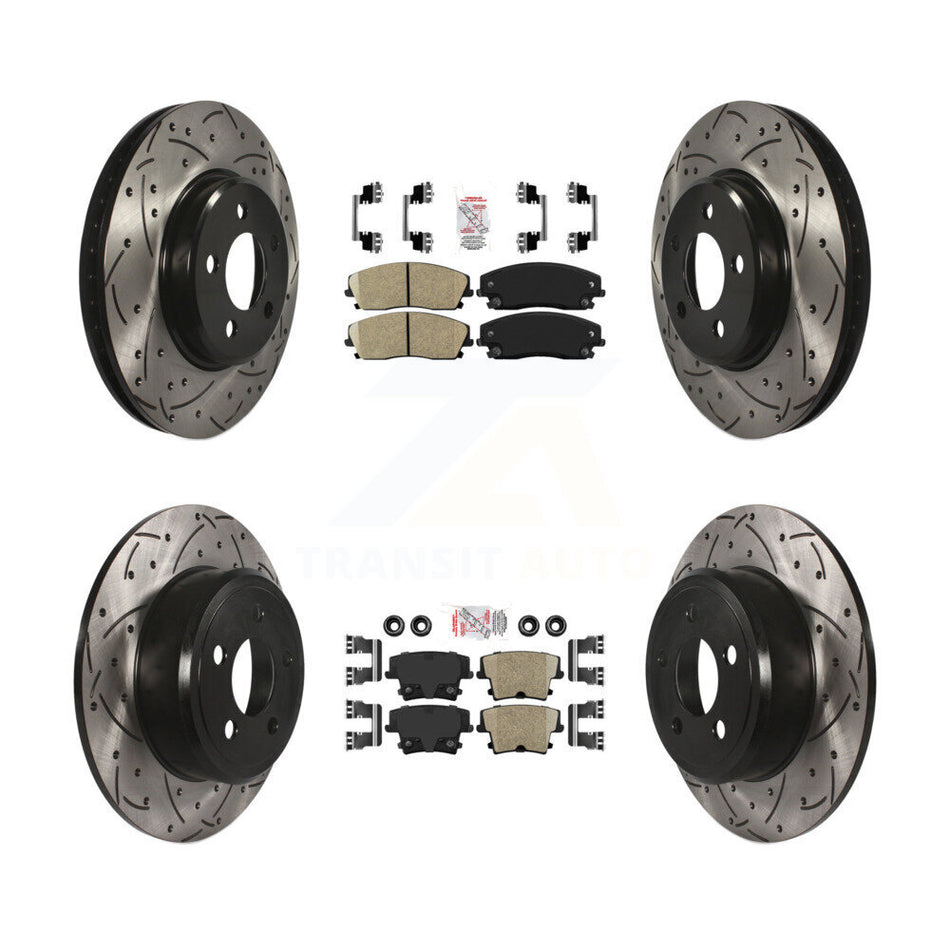 Front Rear Ceramic Pad Drilled Slot Brake Rotor Kit For Dodge Charger Chrysler 300 Magnum KDA-101063