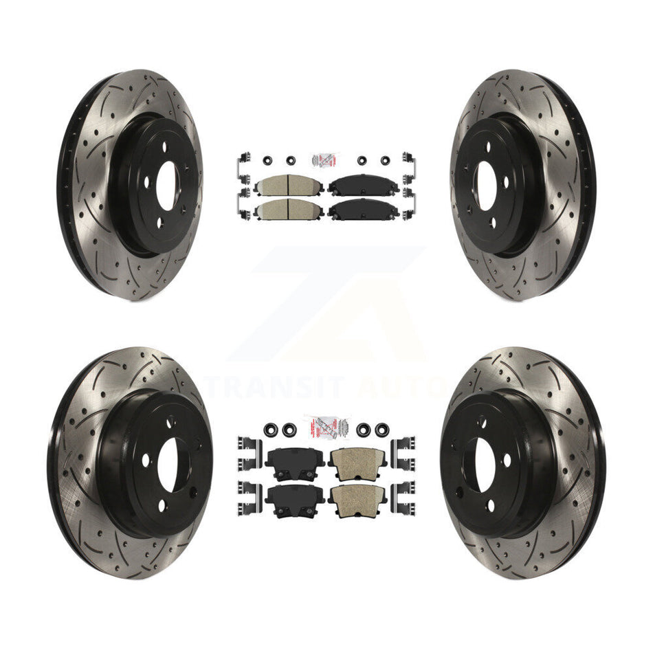 Front Rear Ceramic Pad Drilled Slot Brake Rotor Kit For Dodge Charger Chrysler 300 Magnum KDA-101075