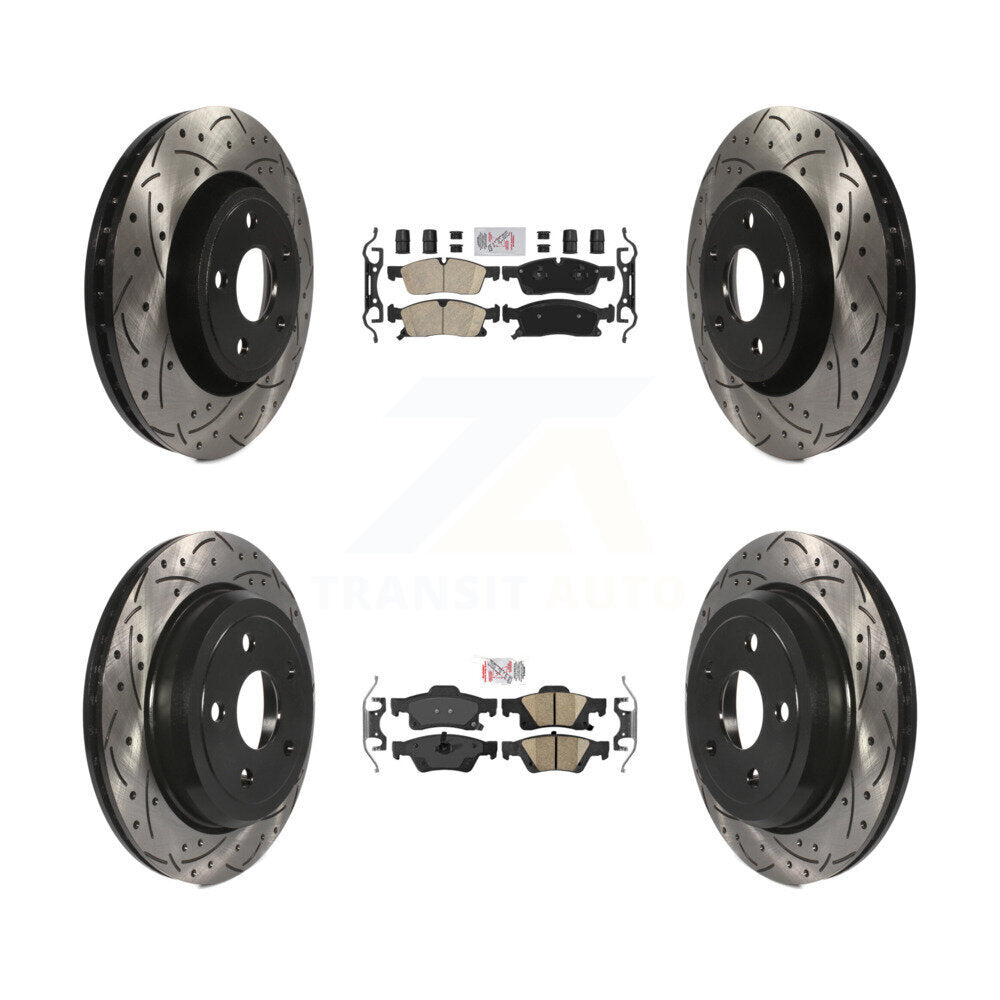 Front Rear Ceramic Pad Coated Drill Slot Disc Brake Rotors Kit For Jeep Grand Cherokee WK KDA-101100