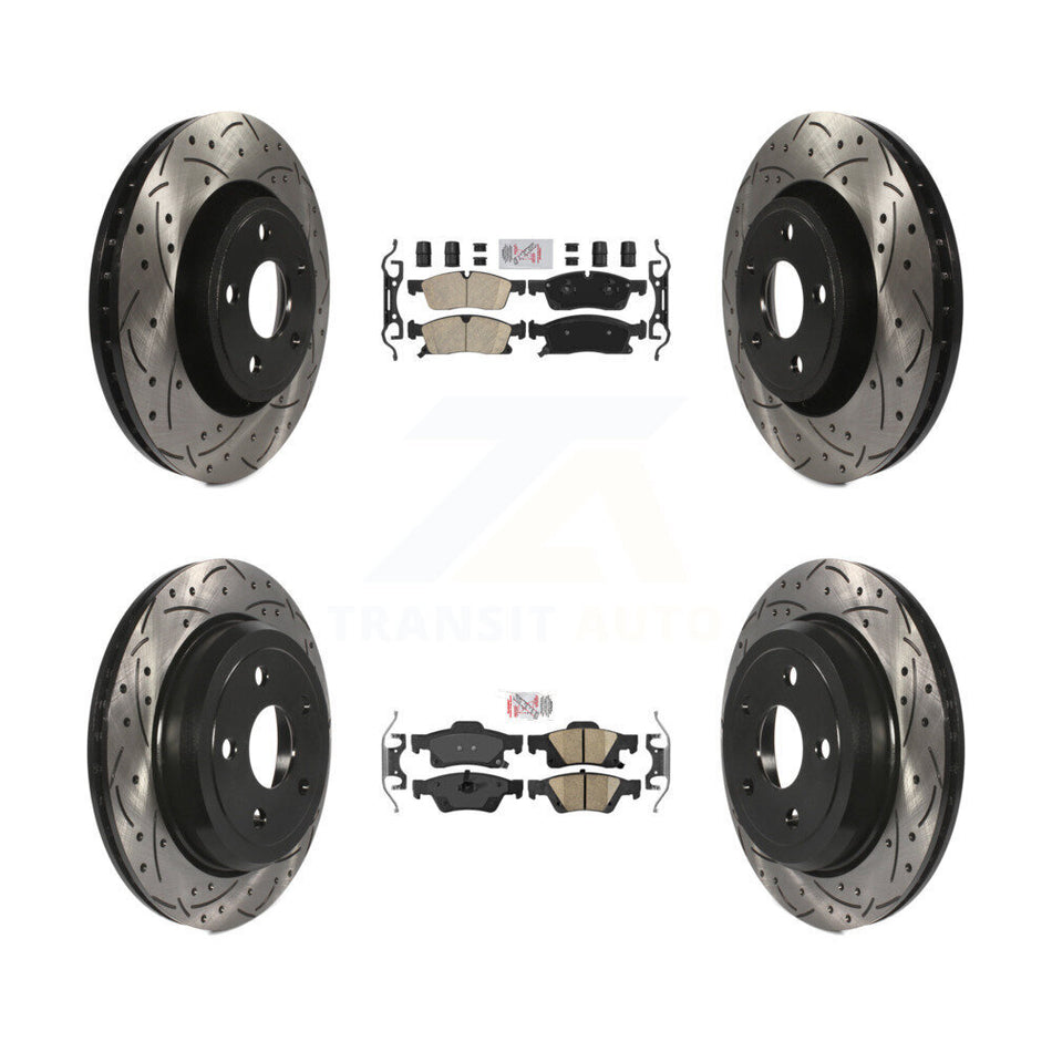 Front Rear Ceramic Pad Coated Drill Slot Disc Brake Rotors Kit For Jeep Grand Cherokee WK KDA-101100