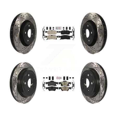 Front Rear Ceramic Pad Coated Drill Slot Disc Brake Rotors Kit For Jeep Grand Cherokee WK KDA-101101