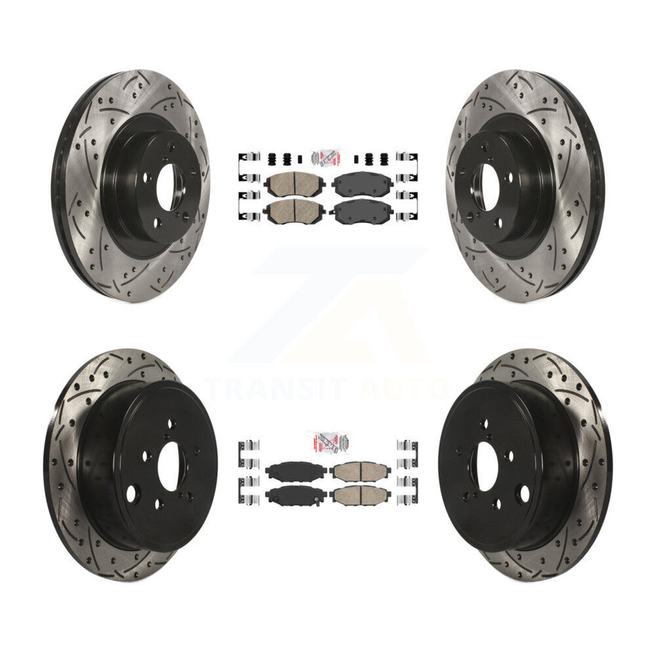 Front Rear Ceramic Pad Drilled Slot Brake Rotor Kit For Subaru Outback Impreza Legacy WRX KDA-101106