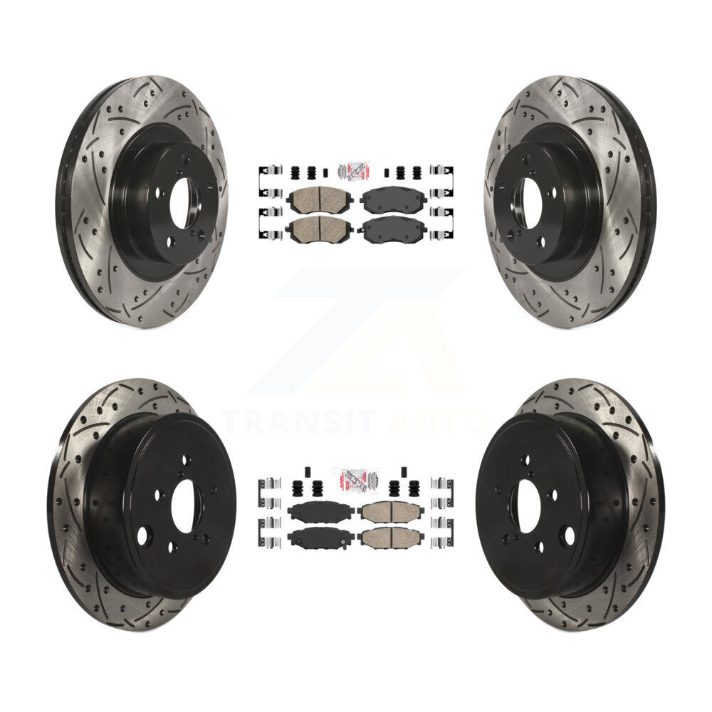 Front Rear Ceramic Pad Drilled Slot Brake Rotor Kit For Subaru Outback Impreza Legacy WRX KDA-101107