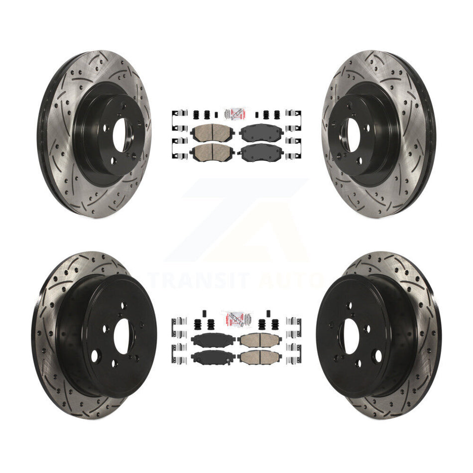Front Rear Ceramic Pad Drilled Slot Brake Rotor Kit For Subaru Outback Impreza Legacy WRX KDA-101107
