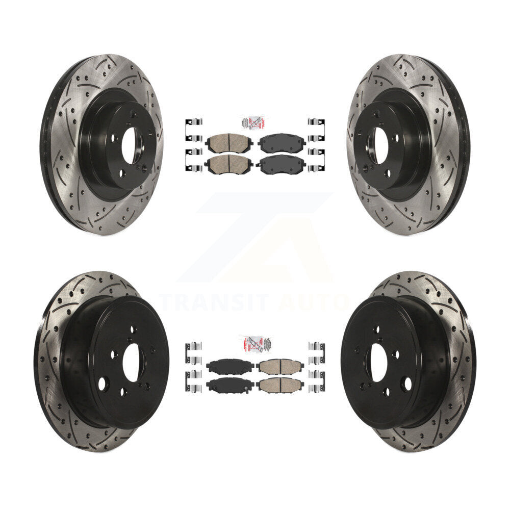 Front Rear Ceramic Pad Drilled Slot Brake Rotor Kit For Subaru Outback Impreza Legacy WRX KDA-101108
