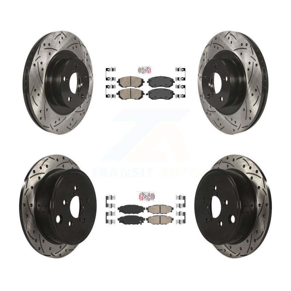 Front Rear Ceramic Pad Drilled Slot Brake Rotor Kit For Subaru Outback Impreza Legacy WRX KDA-101108