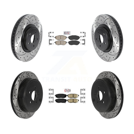 Front Rear Ceramic Pad Coated Drilled Slot Disc Brake Rotor Kit For Subaru Outback Legacy KDA-101111