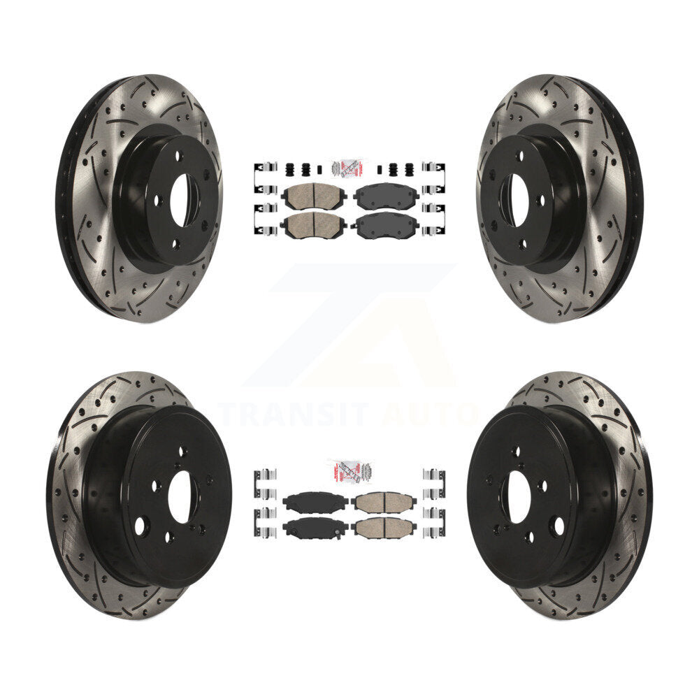 Front Rear Ceramic Pad And Coated Drilled Slotted Disc Brake Rotor Kit For Subaru Impreza KDA-101114