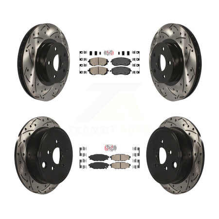 Front Rear Ceramic Pad And Coated Drilled Slotted Disc Brake Rotor Kit For Subaru Impreza KDA-101114