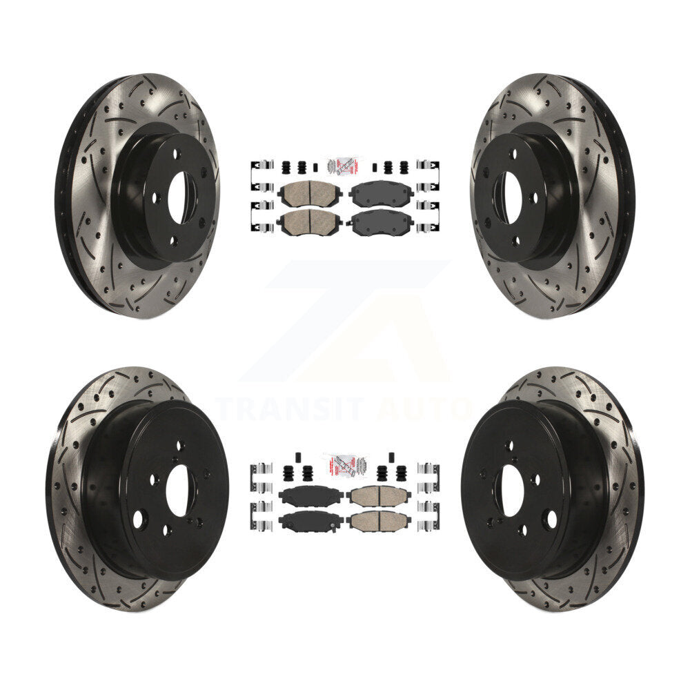 Front Rear Ceramic Pad And Coated Drilled Slotted Disc Brake Rotor Kit For Subaru Impreza KDA-101115