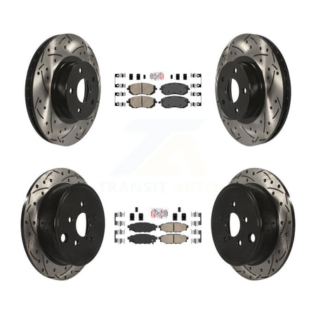 Front Rear Ceramic Pad And Coated Drilled Slotted Disc Brake Rotor Kit For Subaru Impreza KDA-101115