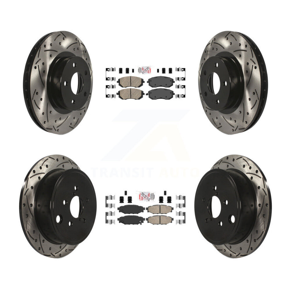 Front Rear Ceramic Pad And Coated Drilled Slotted Disc Brake Rotor Kit For Subaru Impreza KDA-101115