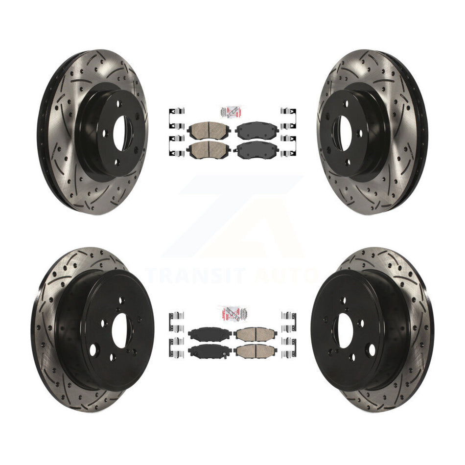Front Rear Ceramic Pad And Coated Drilled Slotted Disc Brake Rotor Kit For Subaru Impreza KDA-101119