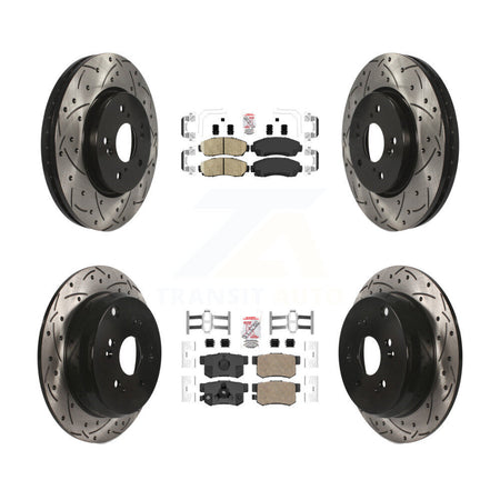 Front Rear Ceramic Pad Coated Drilled Slot Disc Brake Rotors Kit For Honda CR-V Acura RDX KDA-101127