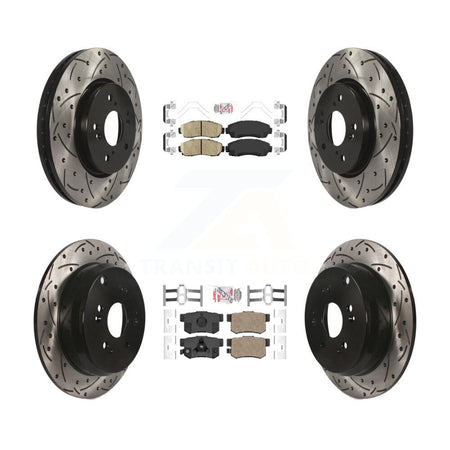 Front Rear Ceramic Pad Coated Drilled Slot Disc Brake Rotors Kit For Honda CR-V Acura RDX KDA-101128