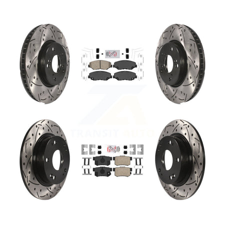 Front Rear Ceramic Pads And Coated Drilled Slotted Disc Brake Rotors Kit For Honda Civic KDA-101133