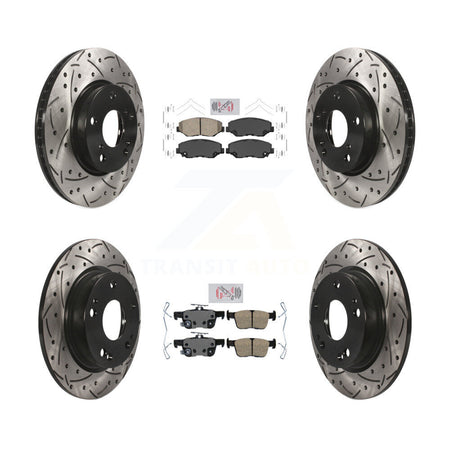 Front Rear Ceramic Pads And Coated Drilled Slotted Disc Brake Rotors Kit For Honda Civic KDA-101135