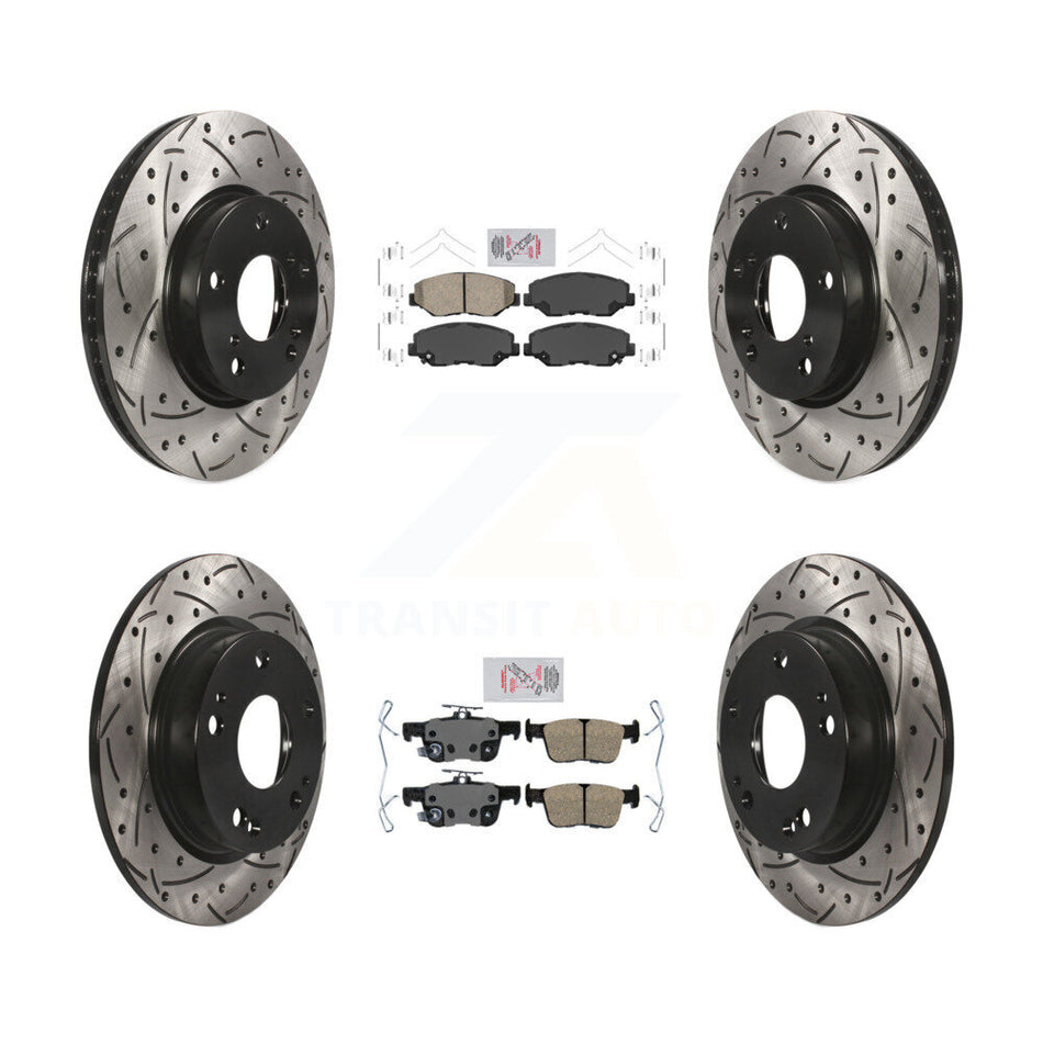 Front Rear Ceramic Pads And Coated Drilled Slotted Disc Brake Rotors Kit For Honda Civic KDA-101135