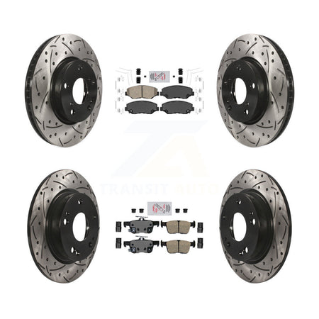 Front Rear Ceramic Pads And Coated Drilled Slotted Disc Brake Rotors Kit For Honda Civic KDA-101136