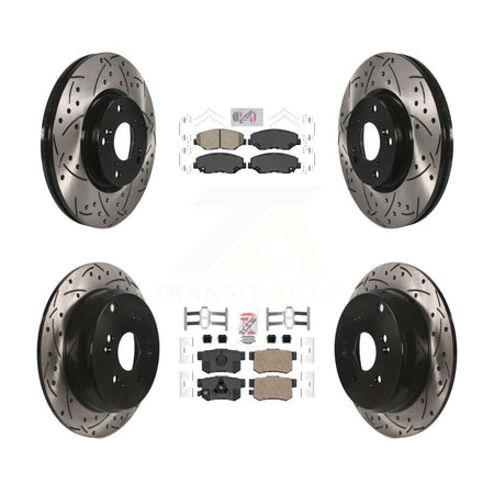 Front Rear Ceramic Pad Coated Drilled Slot Disc Brake Rotors Kit For 2005-2006 Honda CR-V KDA-101139