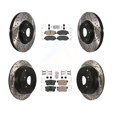 Front Rear Ceramic Pad Coated Drilled Slot Disc Brake Rotors Kit For 2005-2006 Honda CR-V KDA-101141