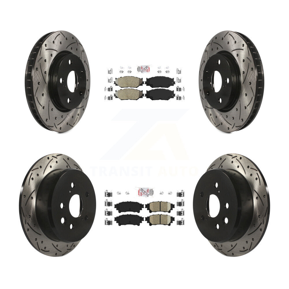 Front Semi-Metallic Rear Ceramic Pad Coat Drill Slot Disc Brake Rotor Kit For Lexus IS250 KDA-101144