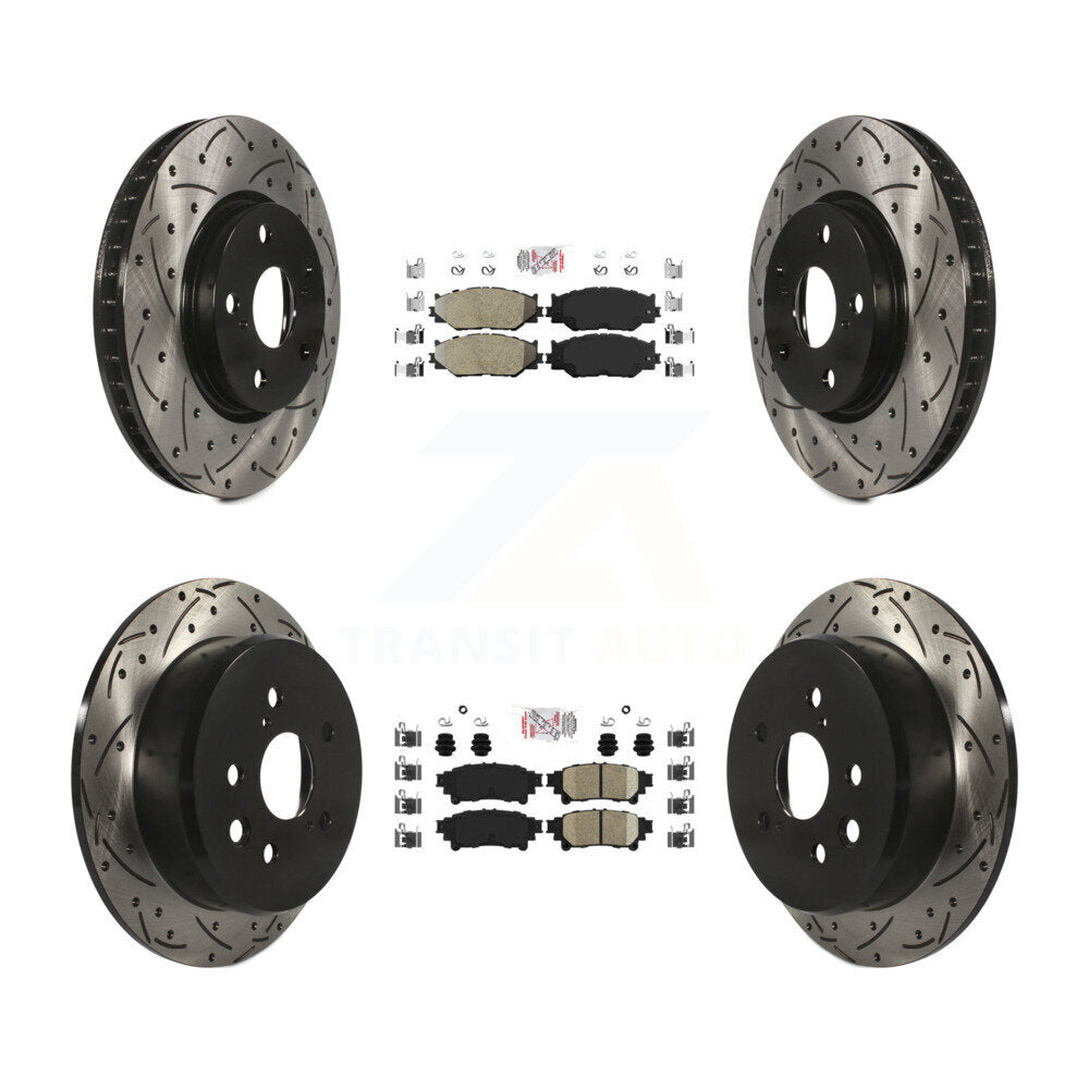 Front Semi-Metallic Rear Ceramic Pad Coat Drill Slot Disc Brake Rotor Kit For Lexus IS250 KDA-101145