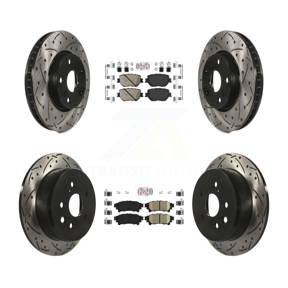 Front Rear Ceramic Pads And Coated Drilled Slotted Disc Brake Rotors Kit For Lexus IS250 KDA-101146