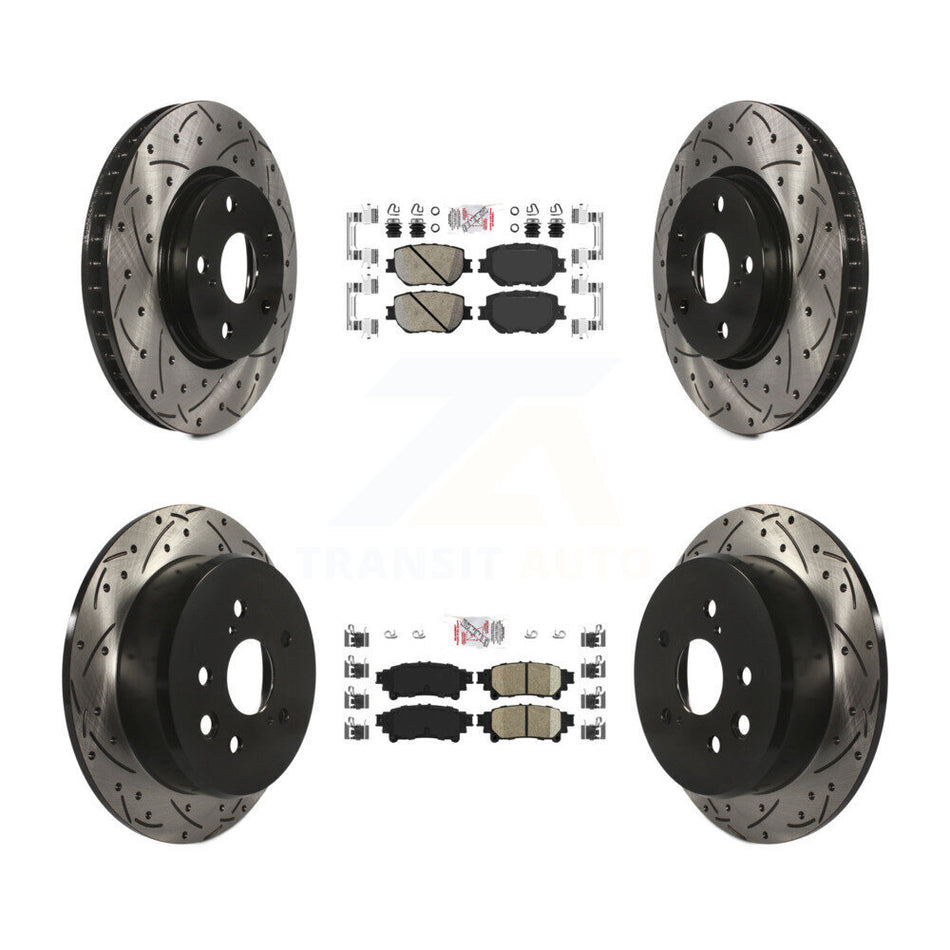 Front Rear Ceramic Pads And Coated Drilled Slotted Disc Brake Rotors Kit For Lexus IS250 KDA-101146