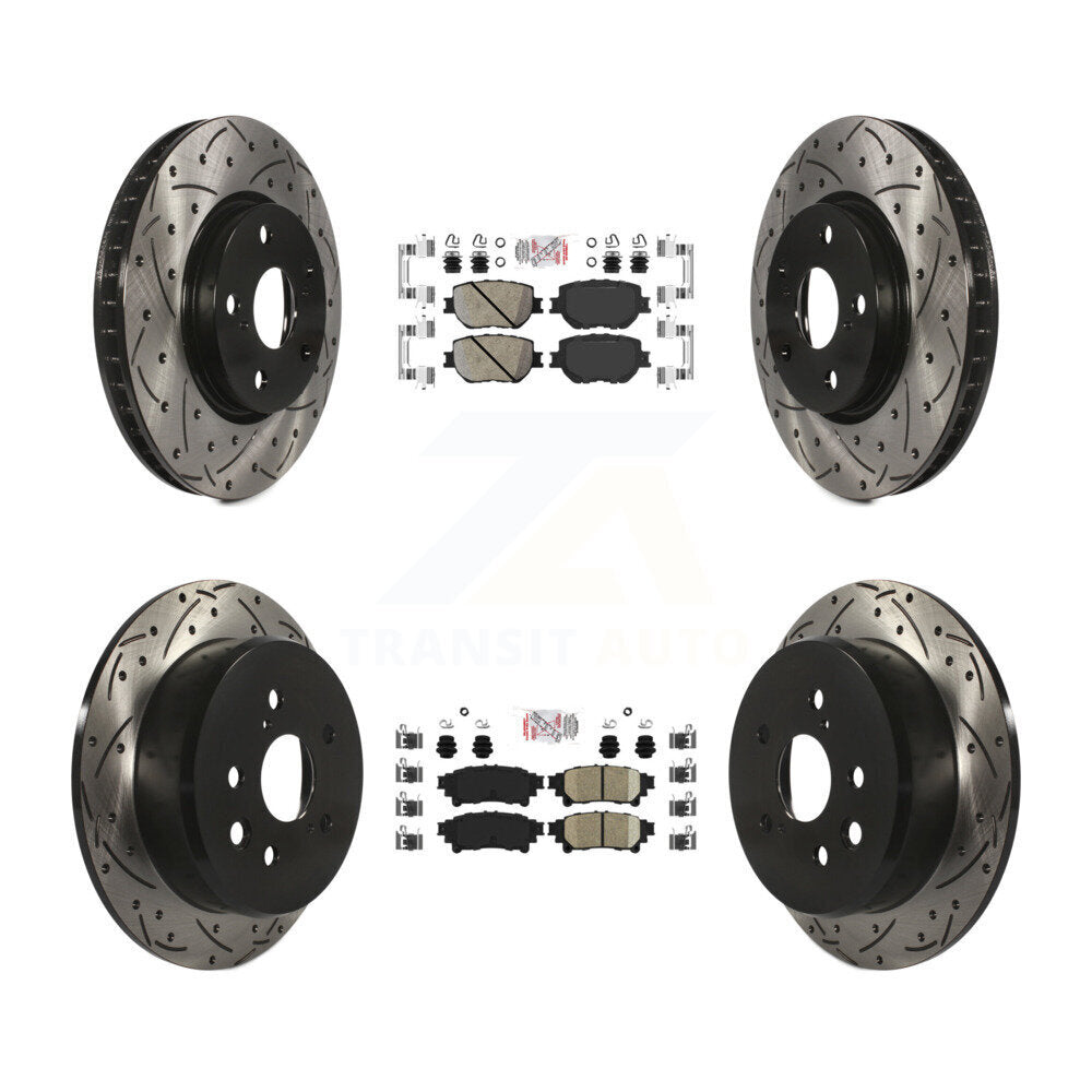 Front Rear Ceramic Pads And Coated Drilled Slotted Disc Brake Rotors Kit For Lexus IS250 KDA-101147