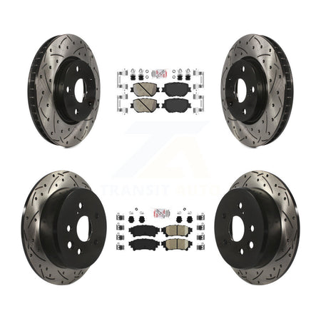 Front Rear Ceramic Pads And Coated Drilled Slotted Disc Brake Rotors Kit For Lexus IS250 KDA-101147