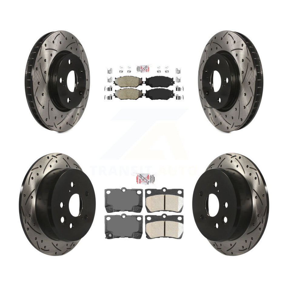 Front Semi-Metallic Rear Ceramic Pad Coat Drill Slot Disc Brake Rotor Kit For Lexus IS250 KDA-101148