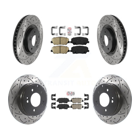 Front Rear Ceramic Pad & Coated Drilled Slotted Disc Brake Rotors Kit For Kia Optima 2.0L KDA-101149