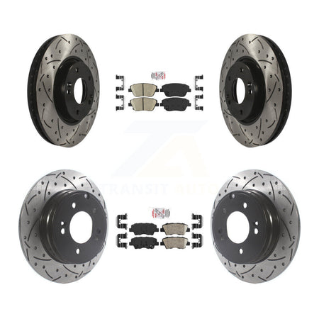 Front Rear Ceramic Pad Coat Drill Slot Disc Brake Rotor Kit For Hyundai Sonata Kia Optima KDA-101151