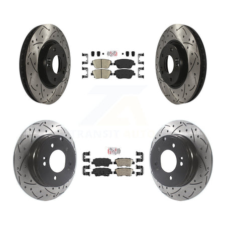 Front Rear Ceramic Pad Coat Drill Slot Disc Brake Rotor Kit For Hyundai Sonata Kia Optima KDA-101153