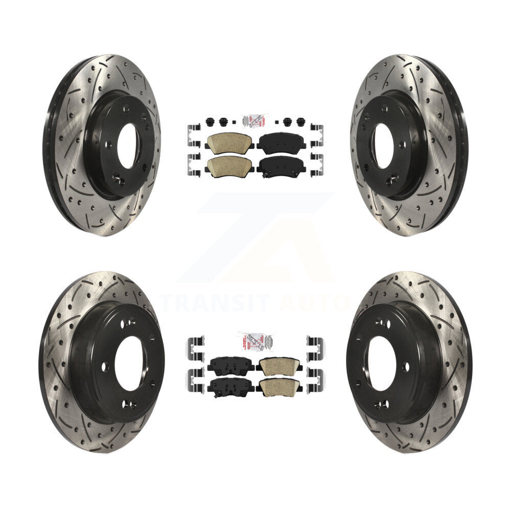 Front Rear Ceramic Pad Drill Slot Brake Rotor Kit For Hyundai Elantra GT Kia Forte Forte5 KDA-101157