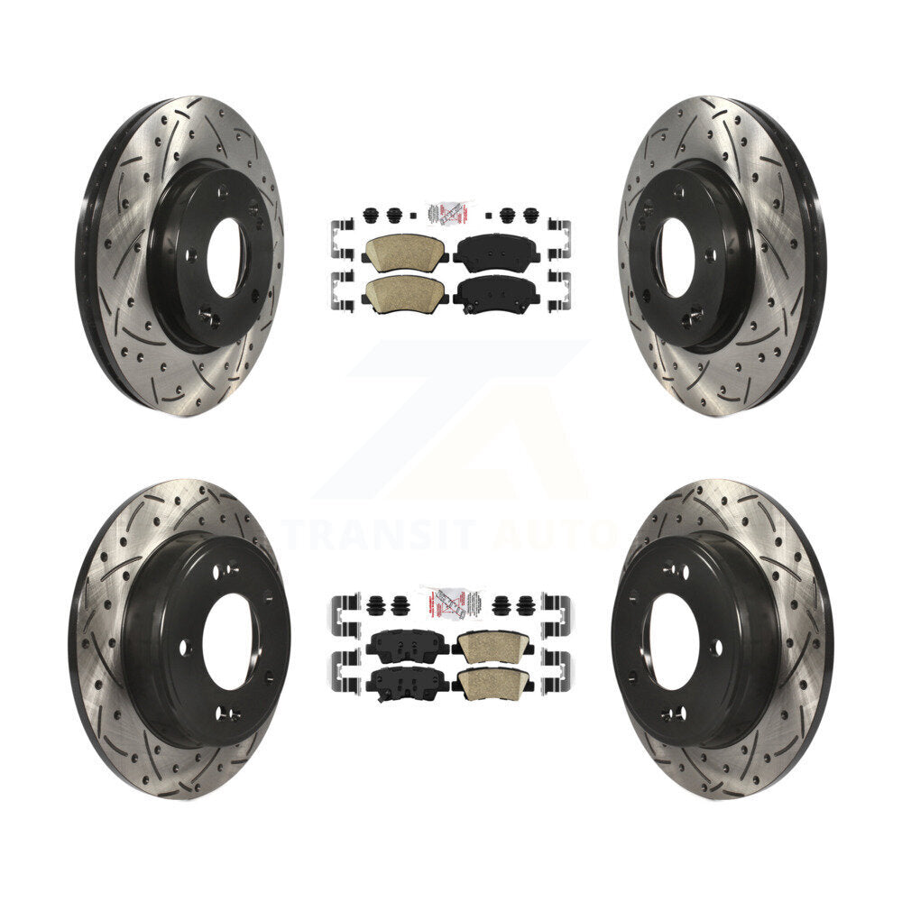 Front Rear Ceramic Pad Drill Slot Brake Rotor Kit For Hyundai Elantra GT Kia Forte Forte5 KDA-101158