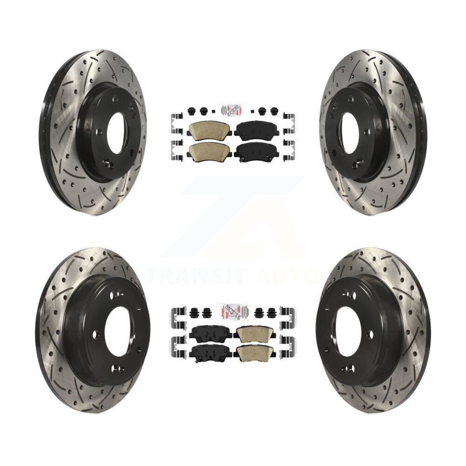 Front Rear Ceramic Pad Drill Slot Brake Rotor Kit For Hyundai Elantra GT Kia Forte Forte5 KDA-101158