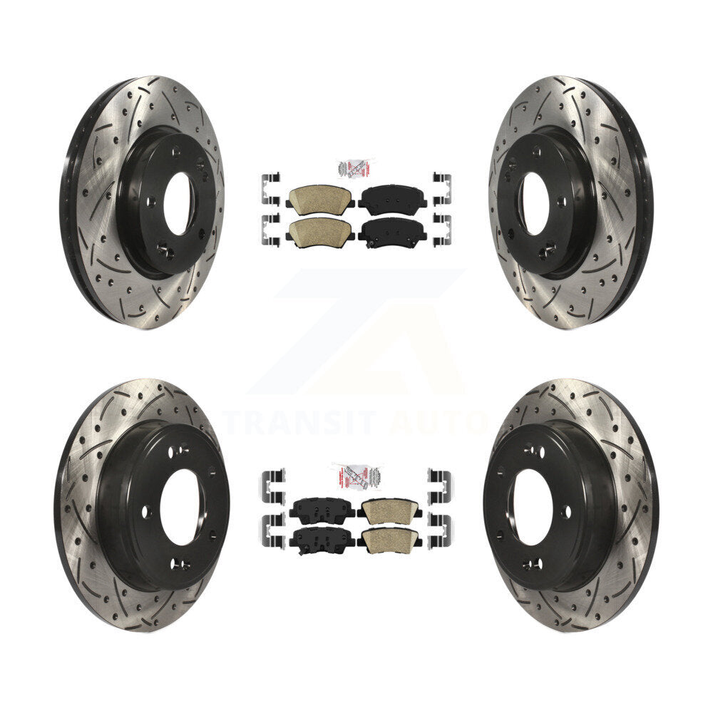 Front Rear Ceramic Pad Drill Slot Brake Rotor Kit For Hyundai Elantra GT Kia Forte Forte5 KDA-101159