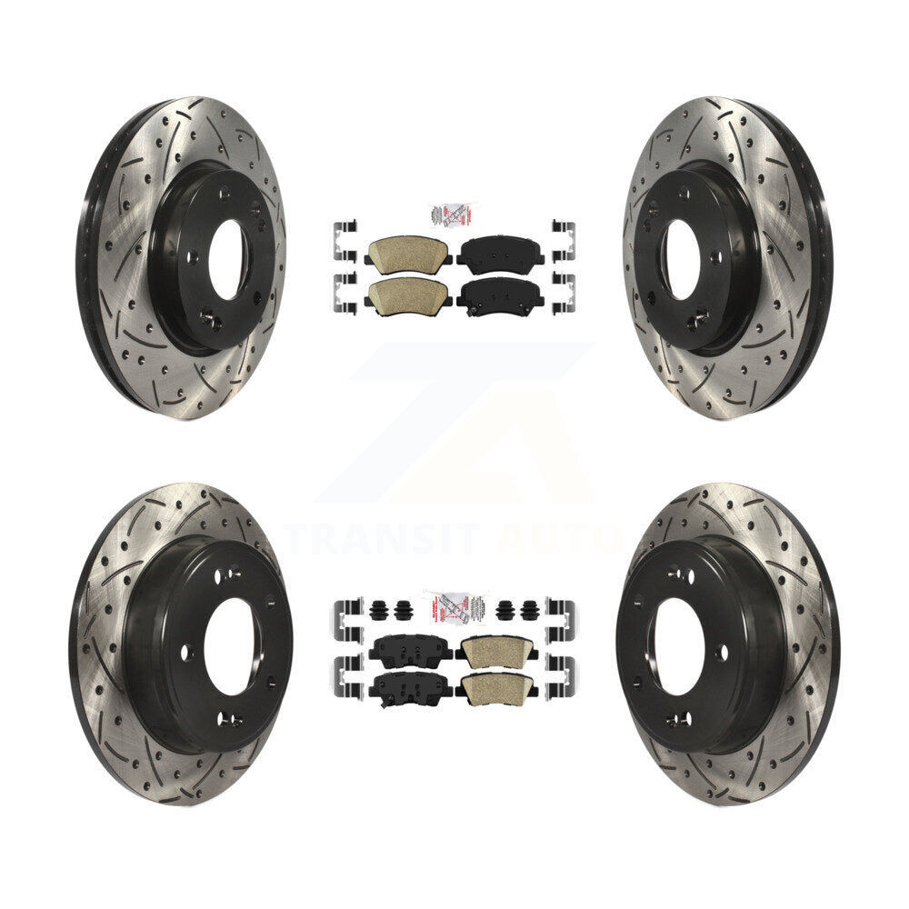 Front Rear Ceramic Pad Drill Slot Brake Rotor Kit For Hyundai Elantra GT Kia Forte Forte5 KDA-101160