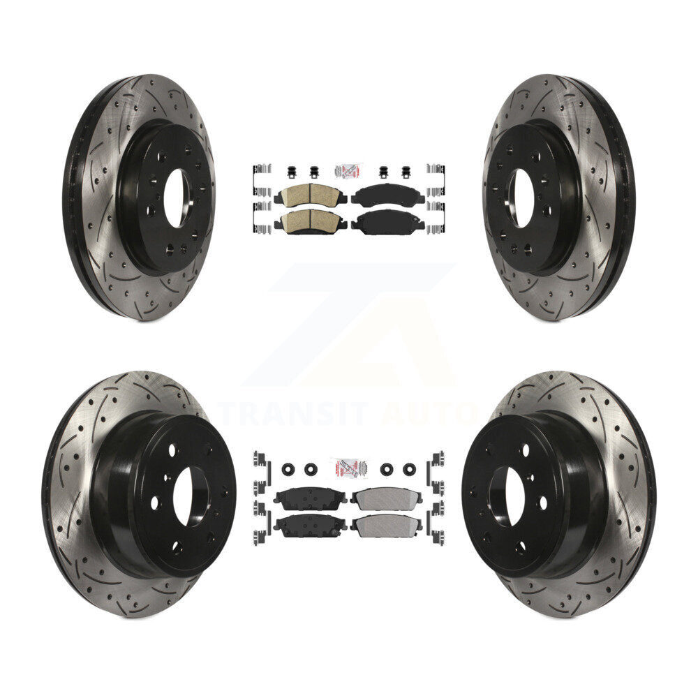 Front Ceramic Rear Semi-Metallic Pad Drill Slot Brake Rotors Kit For Chevrolet GMC Sierra KDA-101172
