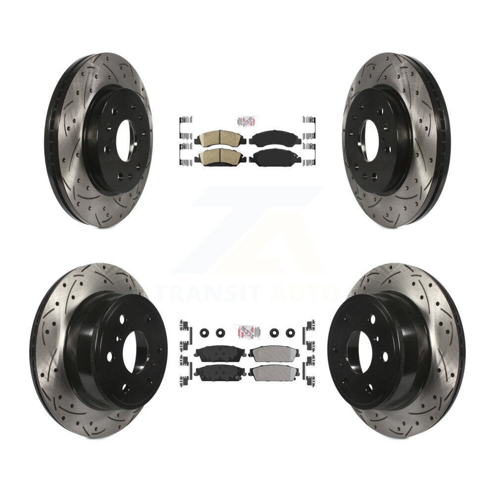 Front Ceramic Rear Semi-Metallic Pad Drill Slot Brake Rotors Kit For Chevrolet GMC Sierra KDA-101174