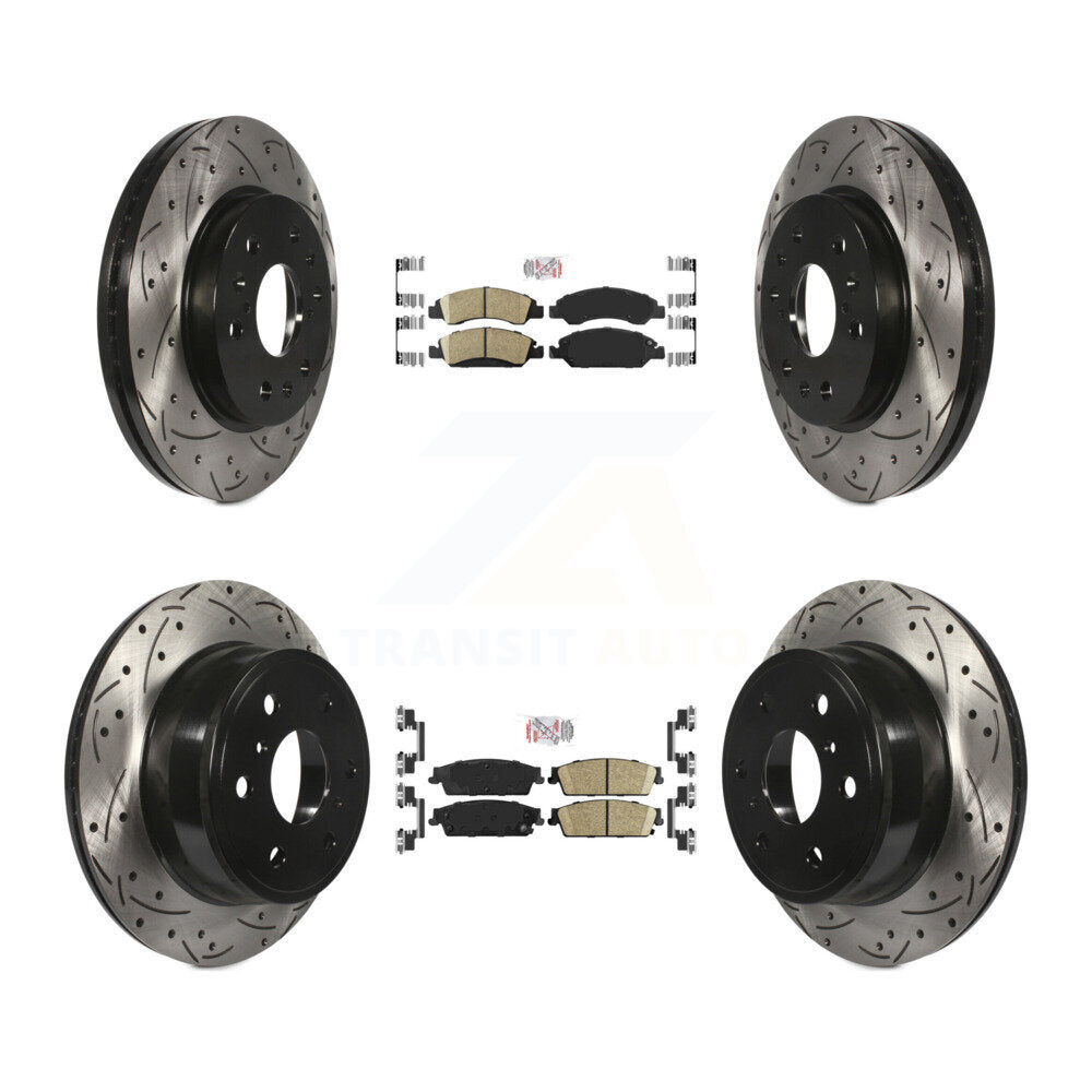 Front Rear Ceramic Pad Drill Slot Brake Rotor Kit For Chevrolet GMC Sierra 1500 Silverado KDA-101175