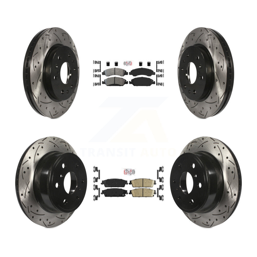 Front Semi-Metallic Rear Ceramic Pad Drill Slot Brake Rotors Kit For Chevrolet GMC Sierra KDA-101177