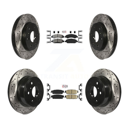 Front Semi-Metallic Rear Ceramic Pad Drill Slot Brake Rotors Kit For Chevrolet GMC Sierra KDA-101177